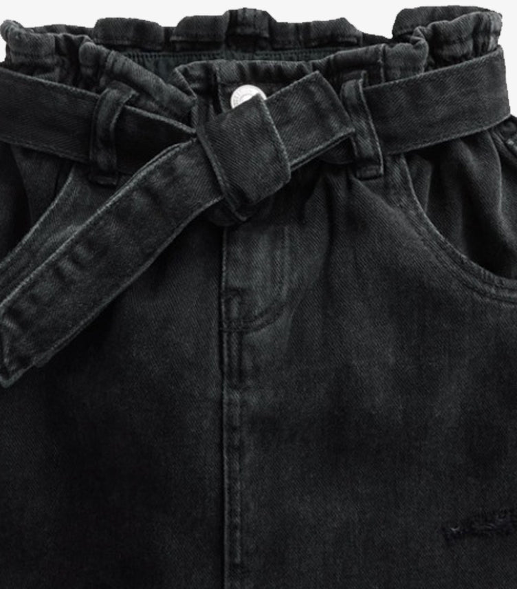 ZARA BLACK PAPERBAG-WAIST MINI SKIRT