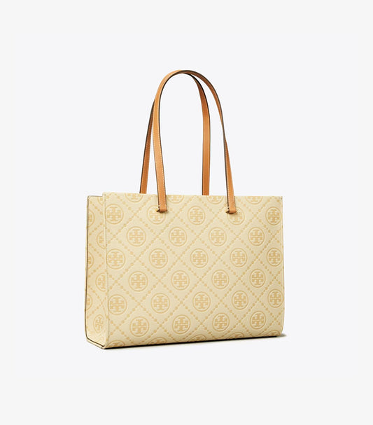 TORY BURCH T MONOGRAM PEBBLED TOTE