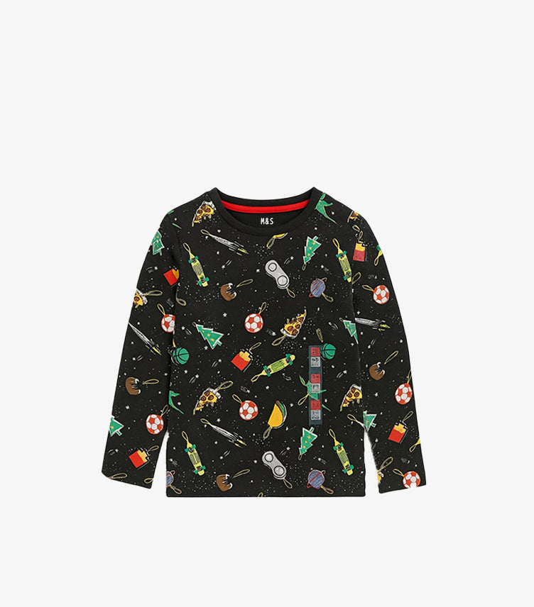 M&S LONG SLEEVES GLOWING SPACE T-SHIRT