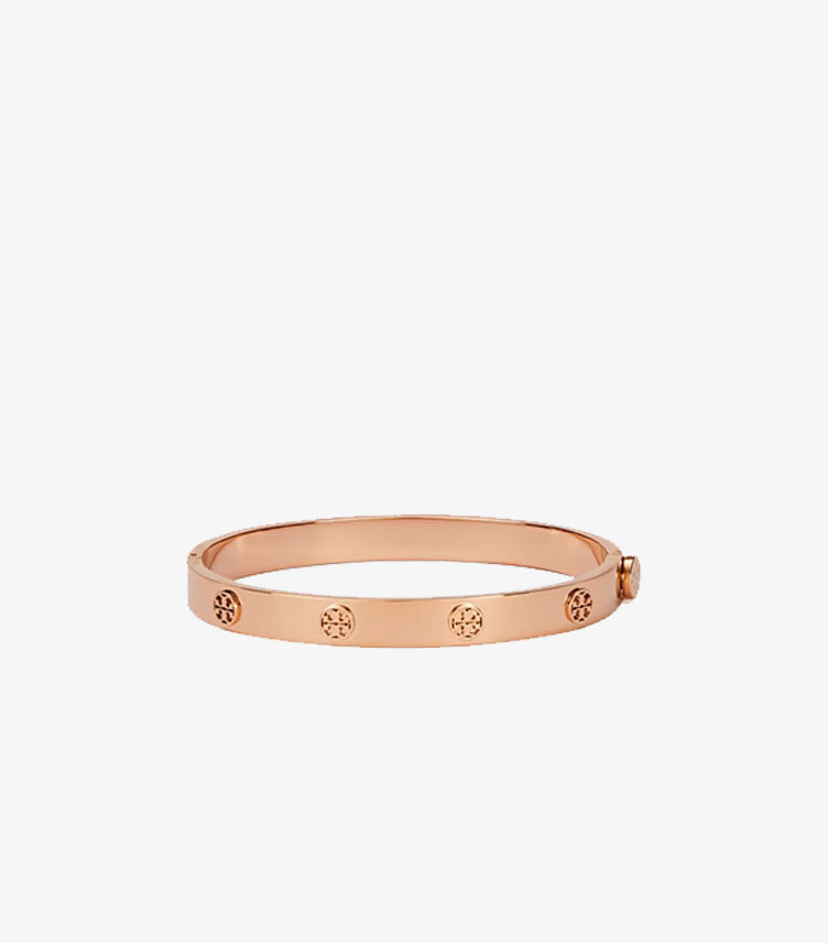 TORY BURCH LOGO STUD BANGLE BRACELET – ROSE GOLD TONE