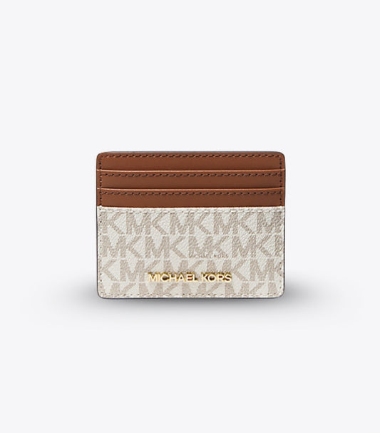 Michael Kors Outlet Jet Set Travel Large Logo and Leather Card Case
