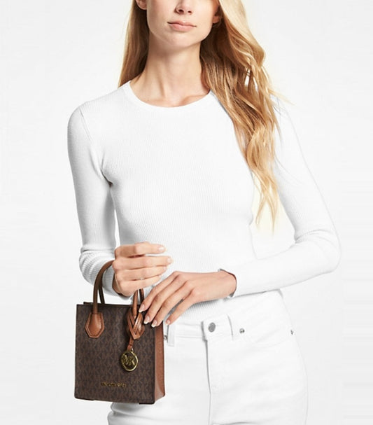 MICHAEL KORS MERCER EXTRA-SMALL LOGO AND LEATHER CROSSBODY BAG