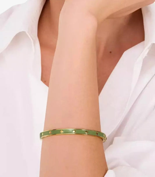 KATE SPADE SPOT THE SPADE ENAMEL HINGED BANGLE BRACELET