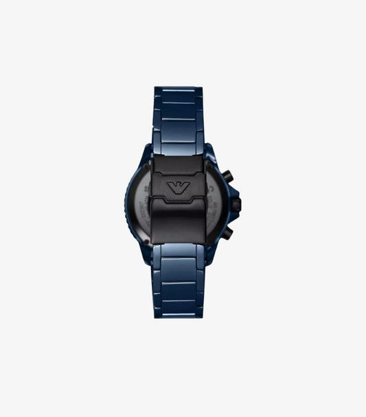 EMPORIO ARMANI DIVER BLUE CERAMIC STRAP BLUE DIAL CHRONOGRAPH QUARTZ WATCH - AR70009