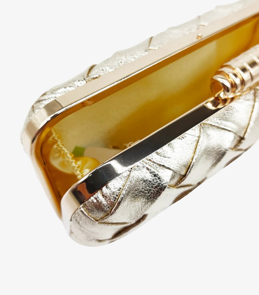 SHEIN WEAVED LEATHER GOLD CLUTCH