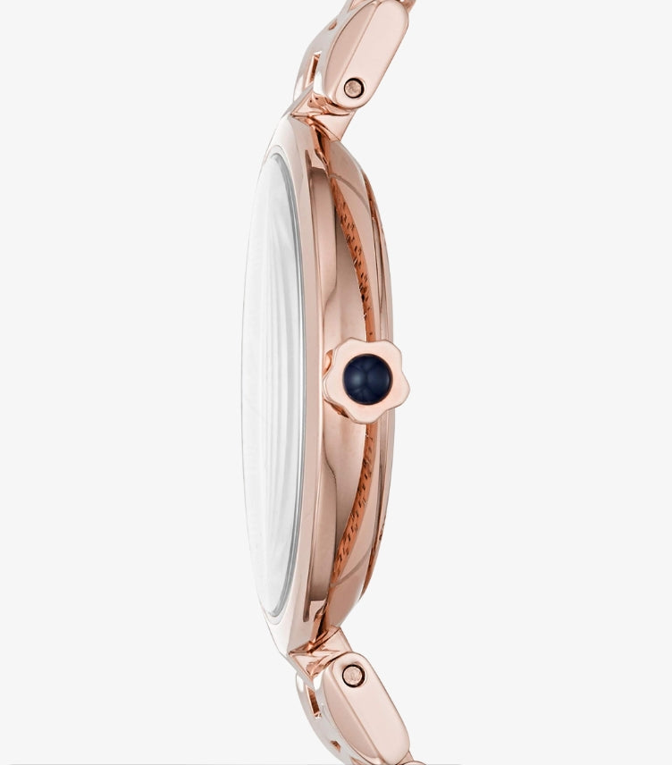EMPORIO ARMANI ARIANNA ROSE GOLD STAINLESS STEEL BLACK DIAL QUARTZ WATCH -AR11220