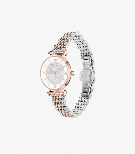 EMPORIO ARMANI WOMEN'S TWO-HAND TWO-TONE STAINLESS STEEL WATCH AR1926