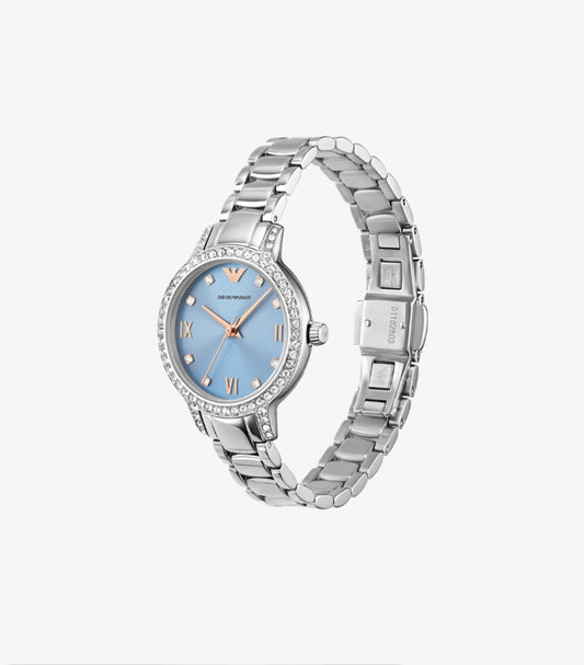EMPORIO ARMANI THREE-HAND STAINLESS STEEL WATCH AR11585