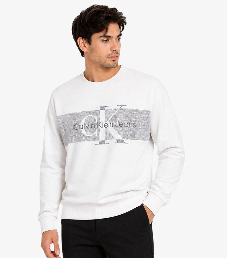 CALVIN KLEIN MEN’S LOGO PRINT SWEATSHIRT – OFF WHITE