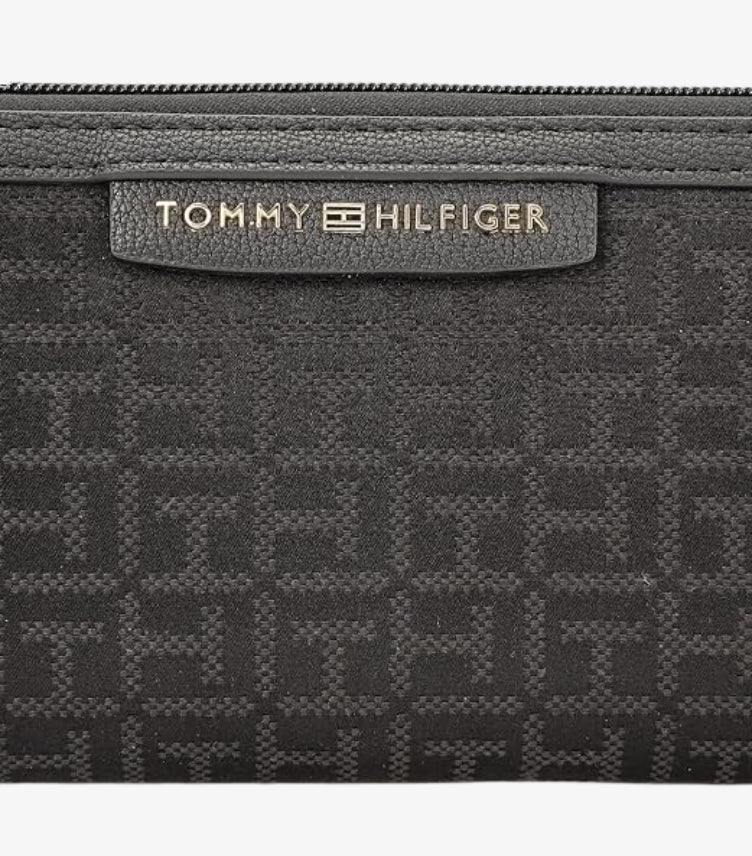 TOMMY HILFIGER LOGO BLACK POLYESTER WALLET