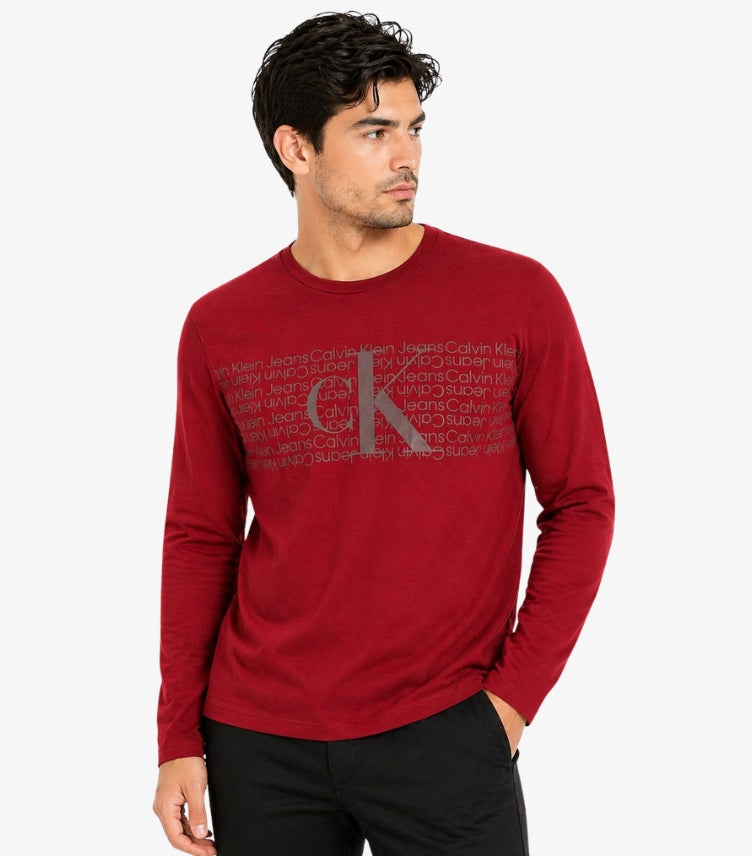 CALVIN KLEIN MEN’S GRAPHIC LOGO LONG SLEEVE T-SHIRT – RED