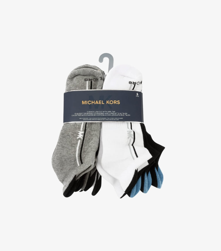 MICHAEL KORS MEN'S PERFORMANCE CUSHION LOW-CUT SOCKS WITH HEEL TAB (6 PAIRS)