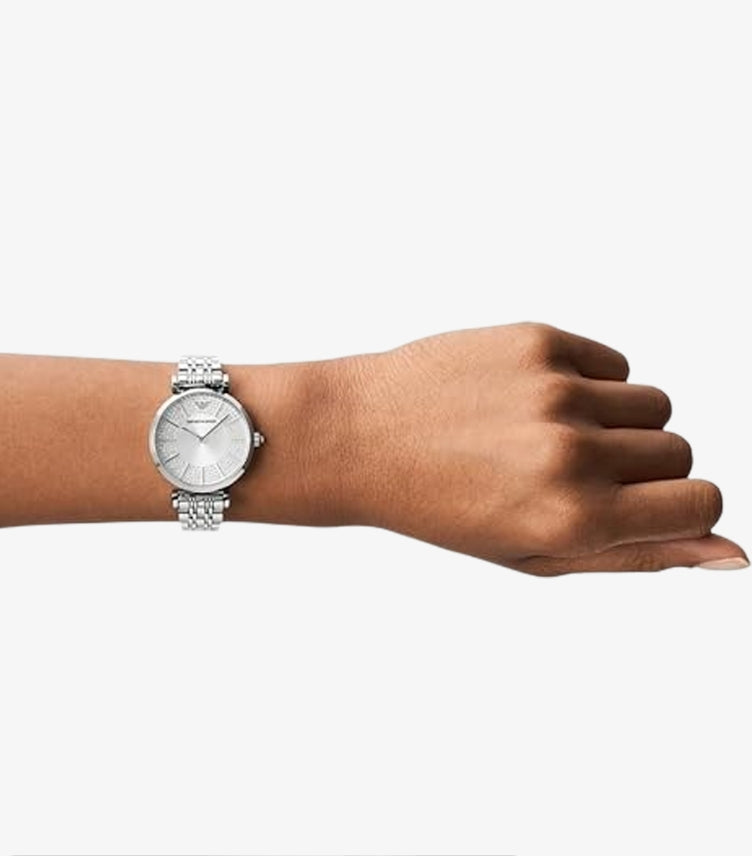 EMPORIO ARMANI WOMEN’S QUARTZ SILVER STAINLESS STEEL SILVER WATCH AR11445