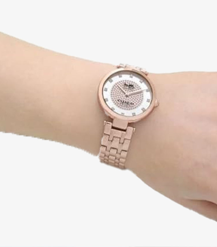 COACH PARK ROSE GOLD STAINLESS STEEL SILVER DIAL QUARTZ - 14503735