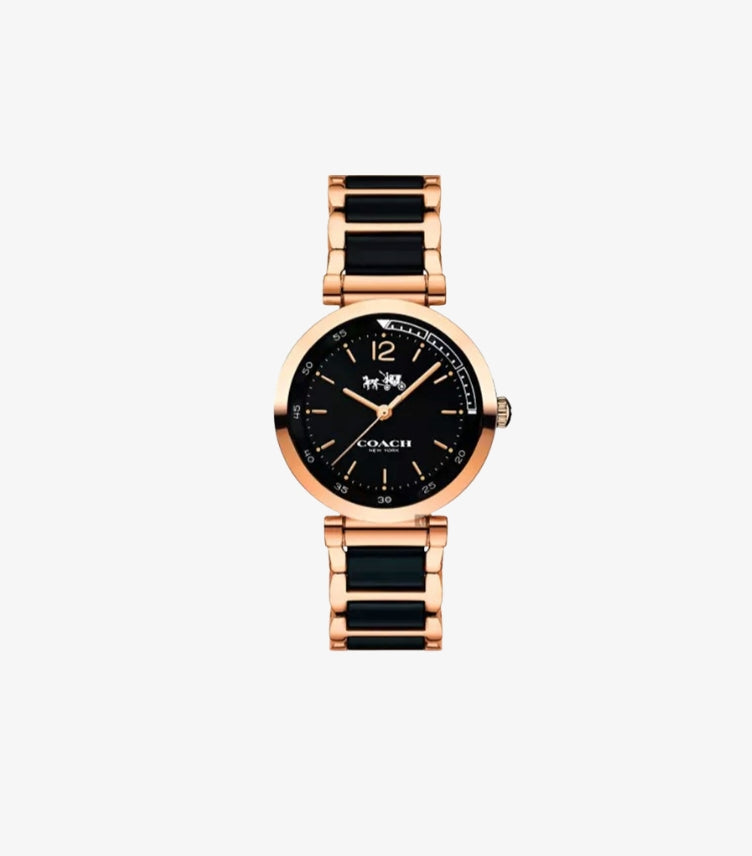 COACH WOMEN’S ROSE GOLD & BLACK STAINLESS STEEL WATCH – 14502463