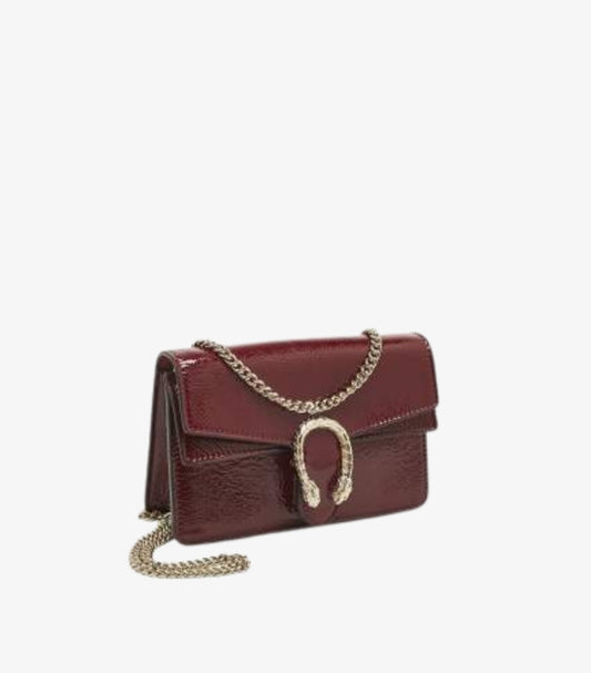 GUCCI RED PATENT LEATHER DIONYSUS CHAIN SHOULDER BAG
