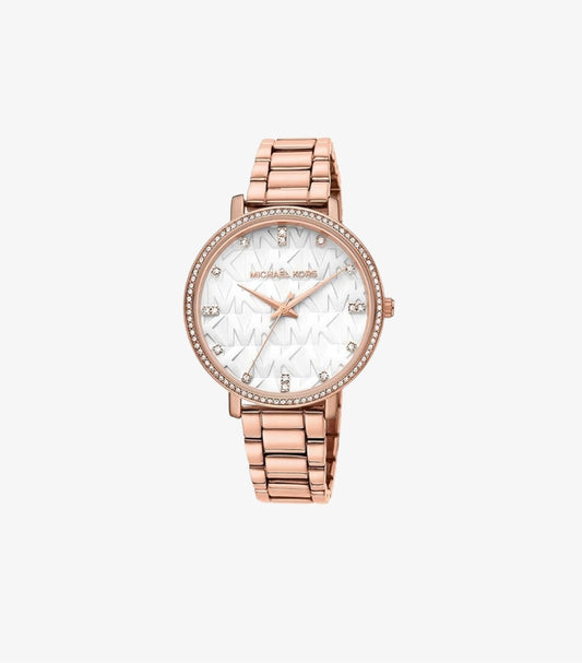 MICHAEL KORS PYPER PAVE ROSE GOLD-TONE LOGO WATCH - MK4594