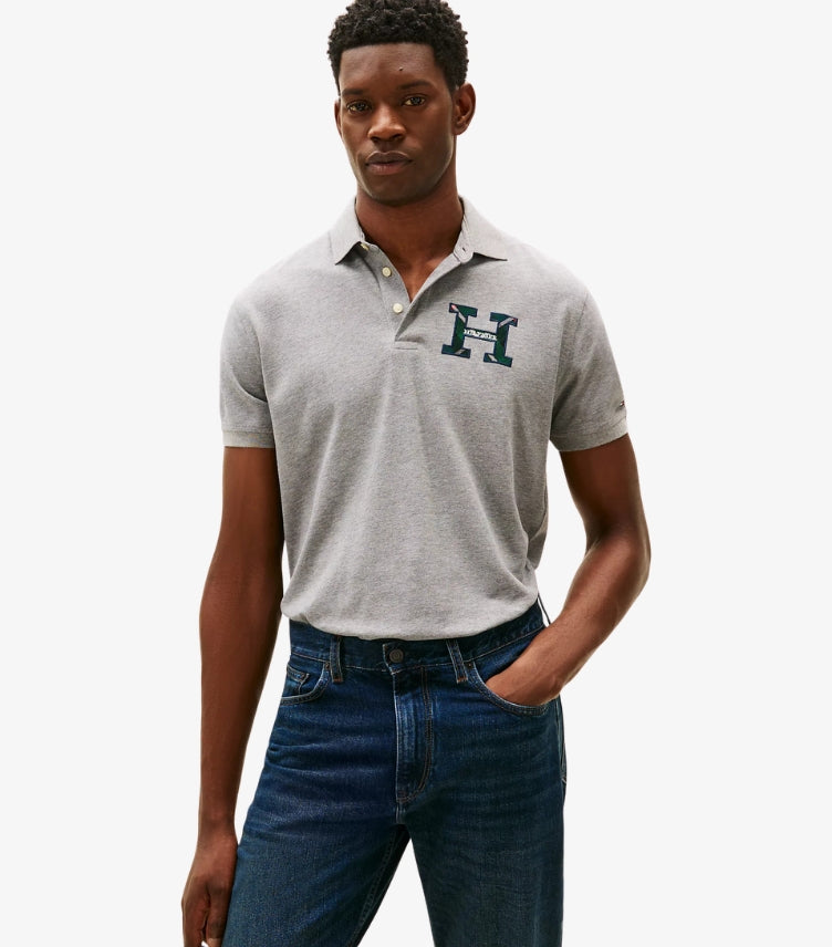 TOMMY HILFIGER REGULAR FIT PLAID MONOGRAM PIQUE POLO