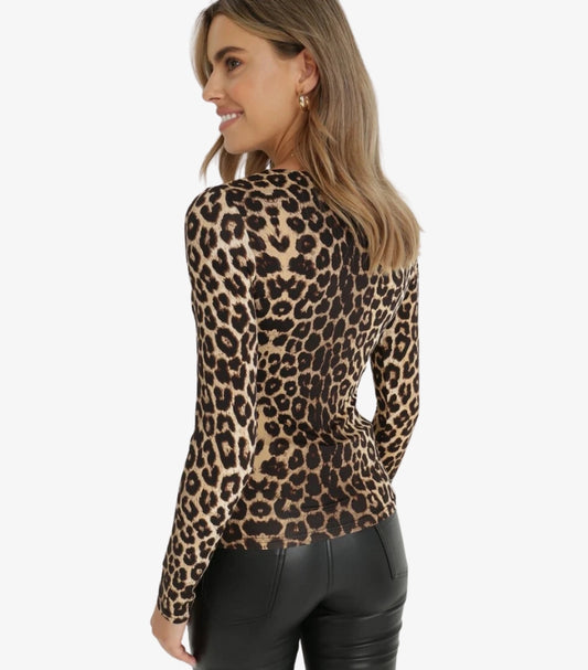 SHEIN BLACK AND BEIGE ANIMAL PRINT BLOUSE