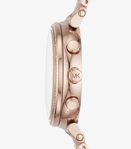 MICHAEL KORS SOFIE PAVE ROSE GOLD-TONE AND ACETATE WATCH MK6560