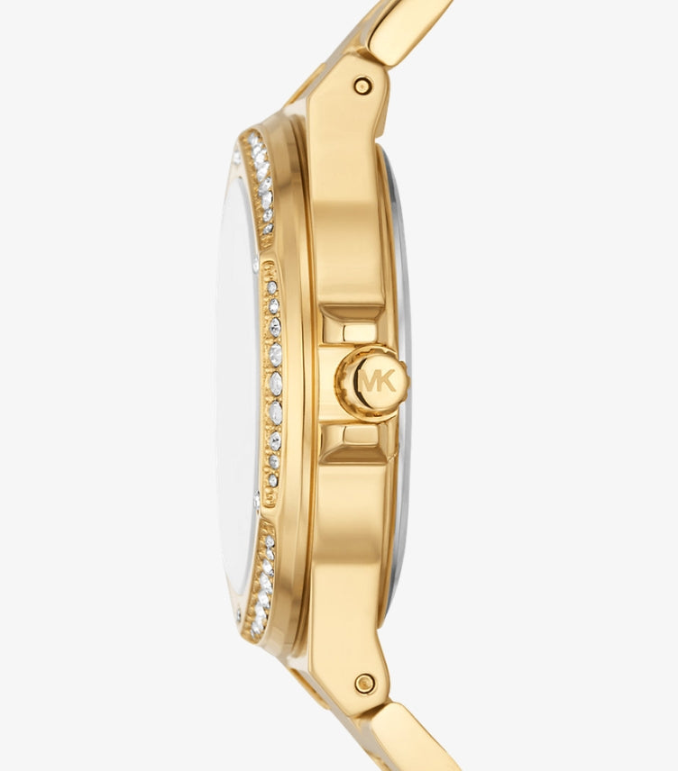 MICHAEL KORS LENNOX PAVE LOGO GOLD-TONE LOGO WATCH MK7229
