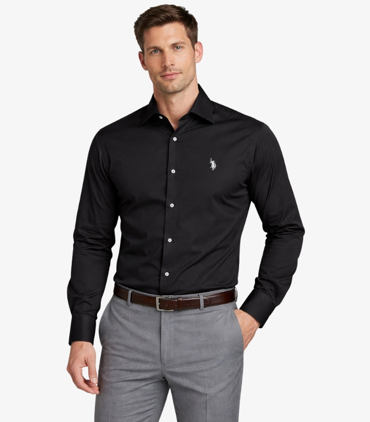 U.S. POLO ASSN. SIGNATURE SLIM-FIT FORMAL SHIRT – BLACK