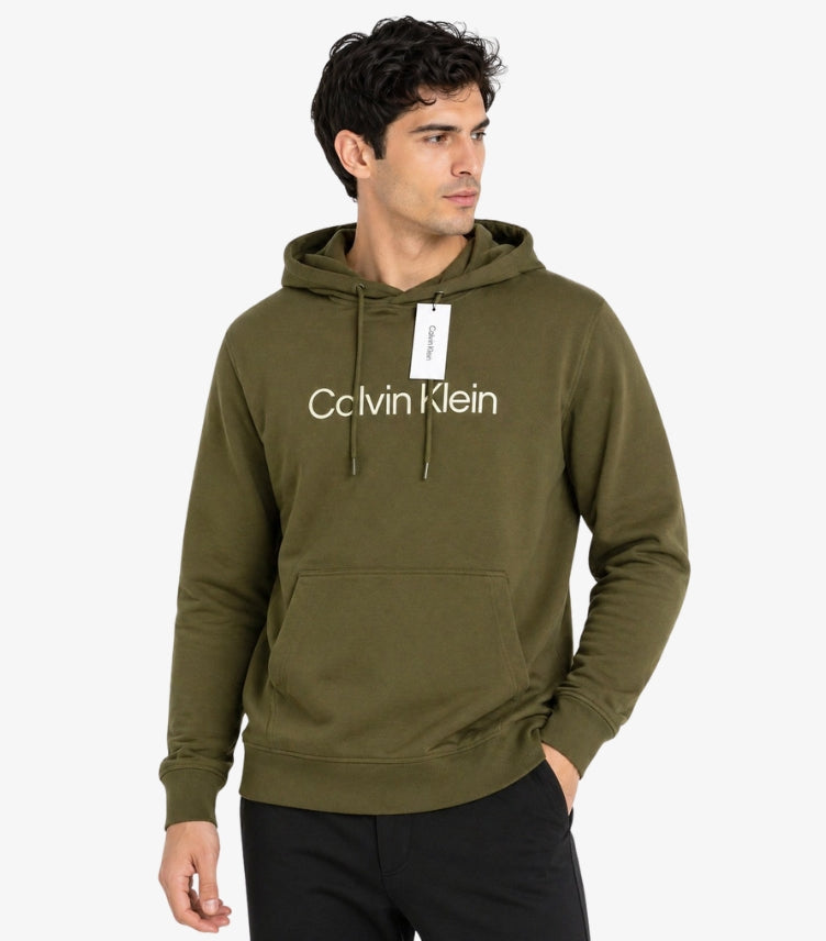 CALVIN KLEIN MEN’S OLIVE GREEN LOGO HOODIE