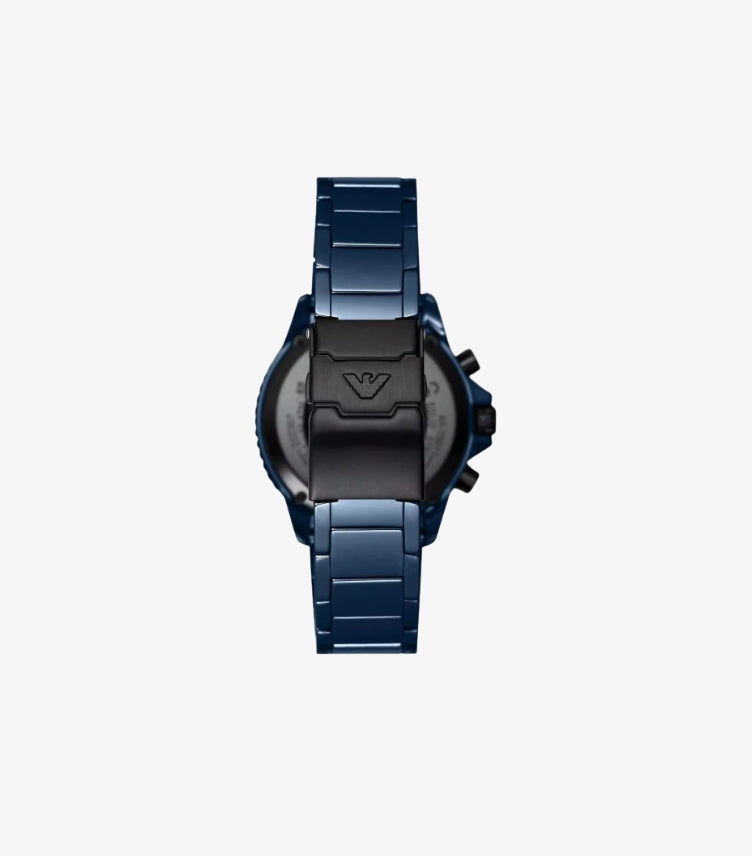EMPORIO ARMANI DIVER BLUE CERAMIC STRAP BLUE DIAL CHRONOGRAPH QUARTZ WATCH - AR70009