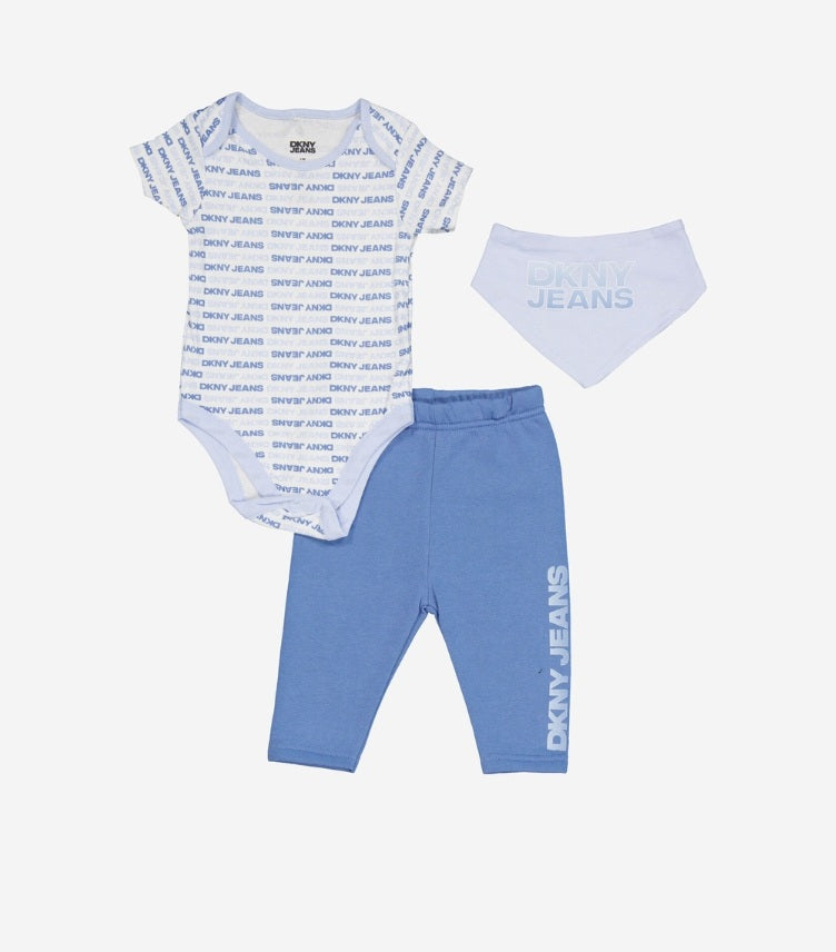 DKNY JEANS 03 PIECE BLUE & WHTE BODYUIT SET