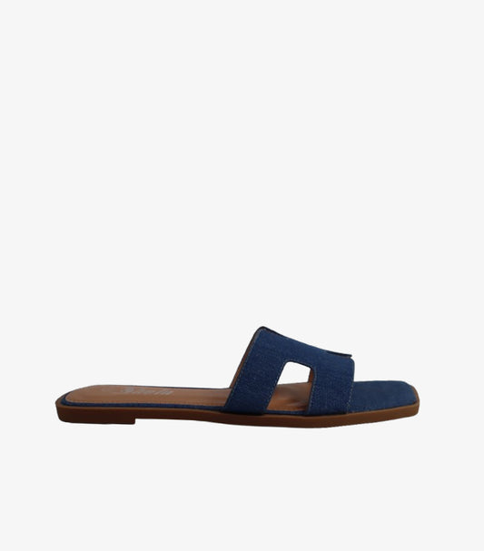 SHEIN NAVY H-CUT FLAT SLIDE SANDALS