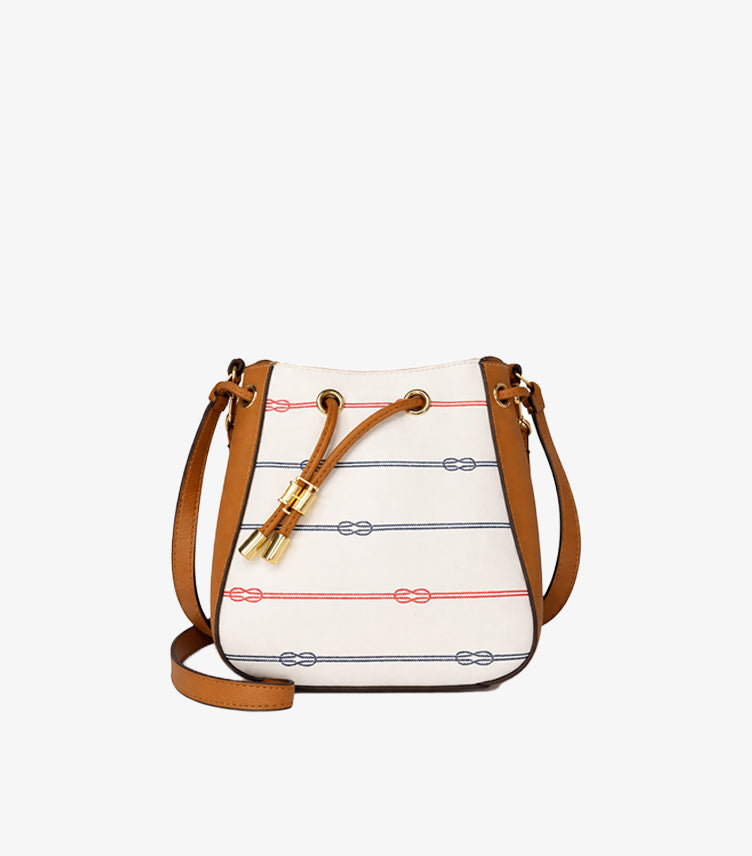 TOMMY HILFIGER WOMEN’S CANVAS CROSSBODY BUCKET BAG