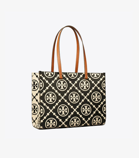 TORY BURCH T MONOGRAM CONTRAST EMBOSSED TOTE