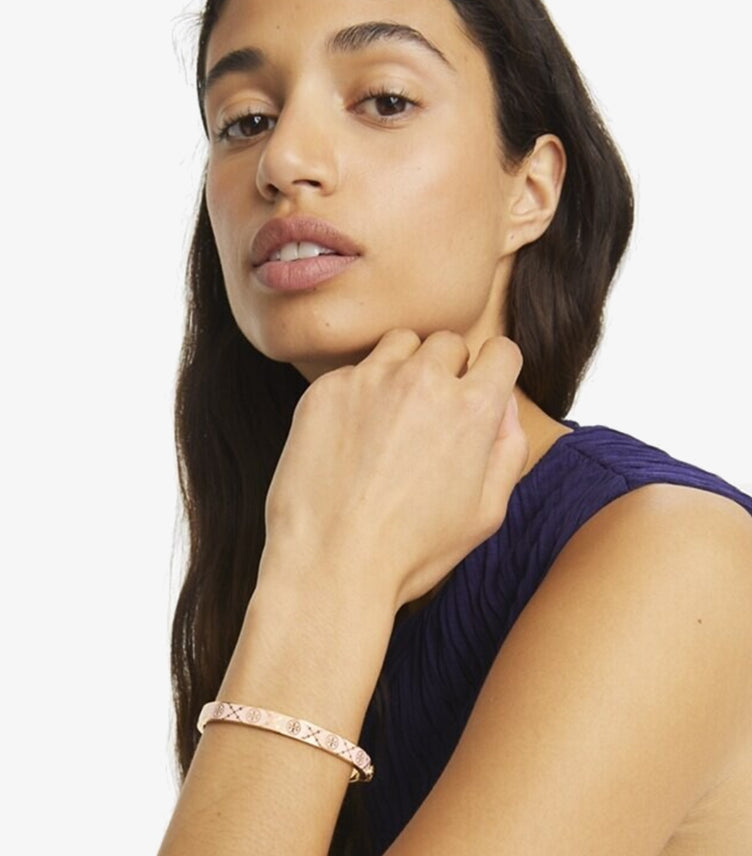 TORY DOUBLE T MONOGRAM HINGE BANGLE