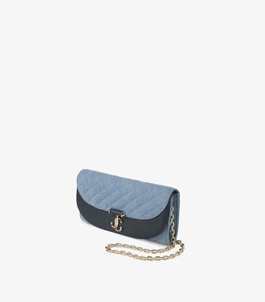 JIMMY CHOO DENIM CURVE WALLET ON CHAIN