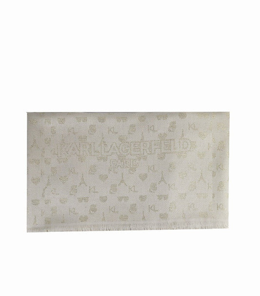 KARL LAGERFELD METALLIC ICON PRINT SCARF