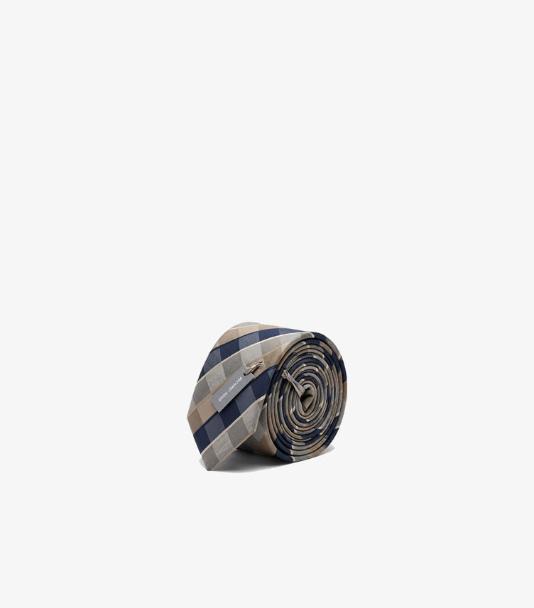 MICHAEL KORS MEN’S PLAID SILK TIE – NAVY & TAN