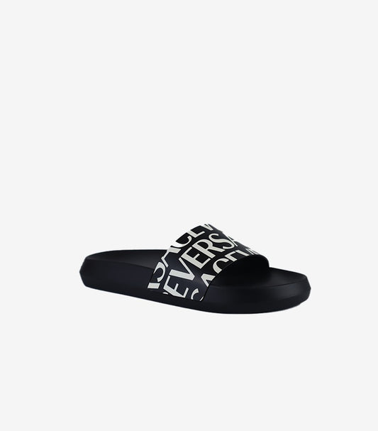 VERSACE ALLOVER BLACK SLIDES