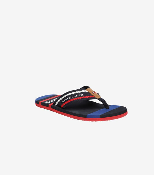 TOMMY HILFIGER WHITE & NAVY PRINTED FLIP FLOP