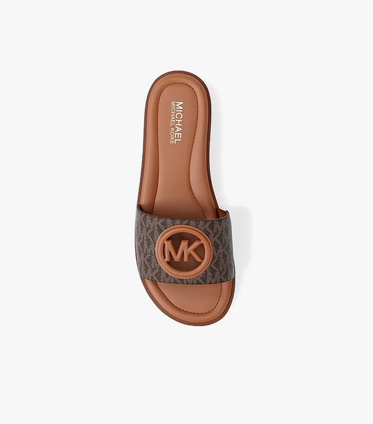 MICHAEL KORS CARISSA SIGNATURE LOGO SLIDE SANDAL