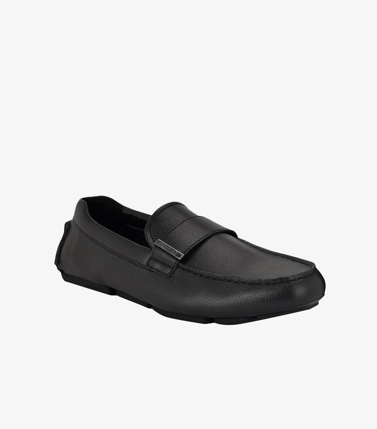 CALVIN KLEIN MEN’S CLASSIC BLACK LEATHER LOAFERS