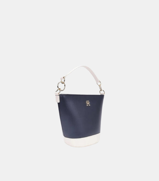 TOMMY HILFIGER WOMEN’S BUCKET SHOULDER BAG – NAVY & WHITE COLOR-BLOCK