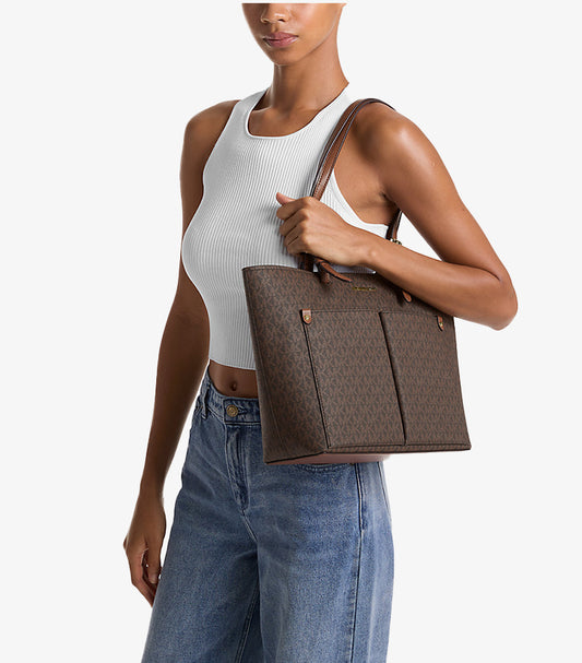 MICHAEL KORS JET SET MEDIUM LOGO POCKET TOTE BAG