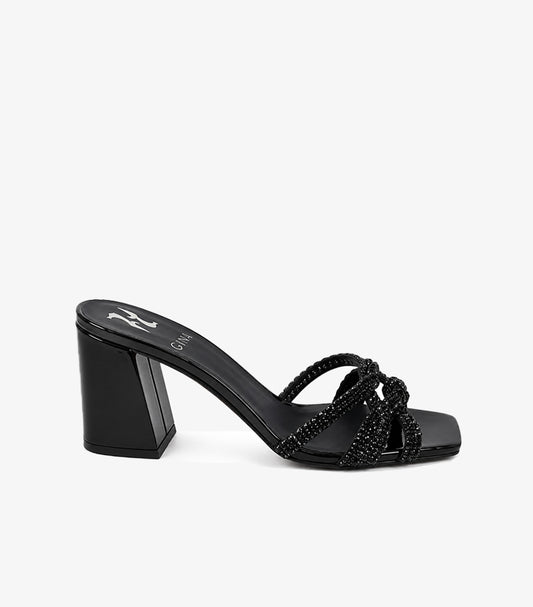 GINA CRYSTAL EMBELLISHED BLOCK HEEL
