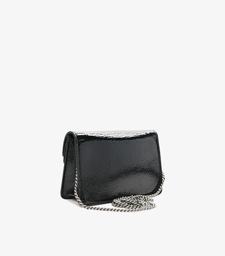 GUCCI CRINKLED PATENT MINI DIONYSUS SHOULDER BAG BLACK