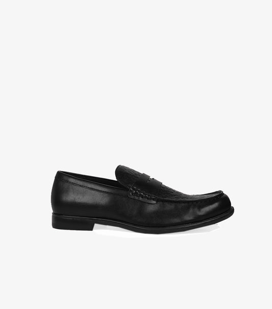 GUESS MEN’S BLACK LEATHER LOAFER