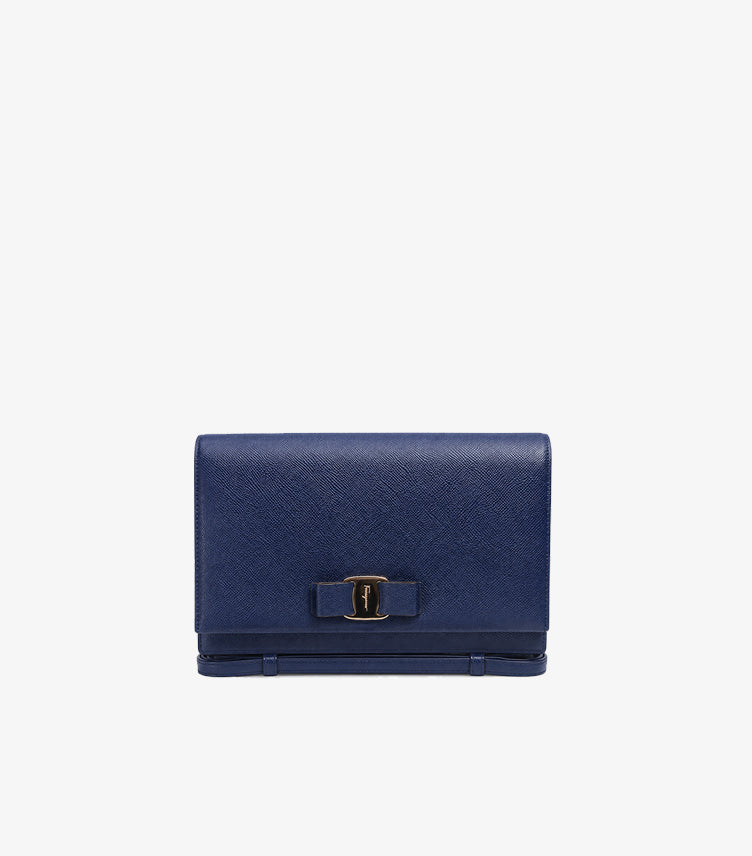FERRAGAMO VARA BOW SAFFIANO LEATHER CLUTCH