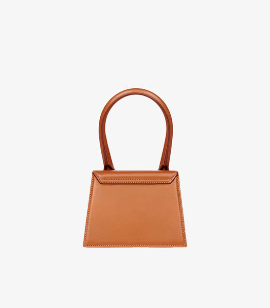 Back view of Jacquemus premium leather structured top handle handbag.