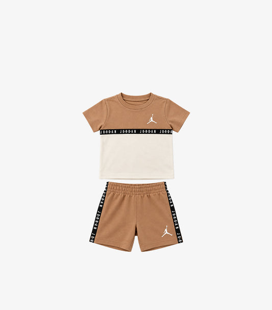Front product view of Jordan baby Jumpman short-sleeve T-shirt and elasticated shorts outfit set