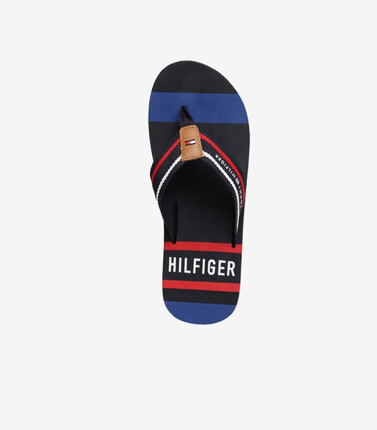 TOMMY HILFIGER WHITE & NAVY PRINTED FLIP FLOP