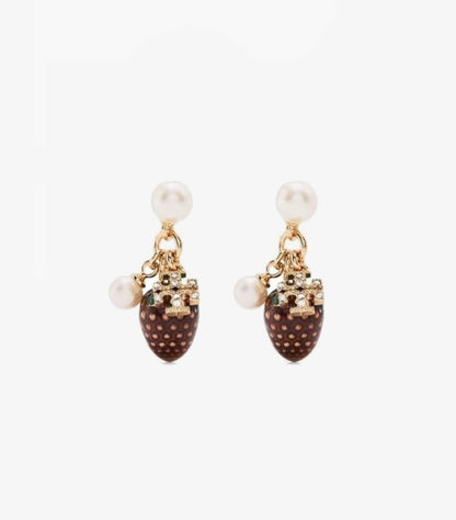TORY BURCH KIRA FAUX PEARL STRAWBERRY RASPBERRY DROP EARRING